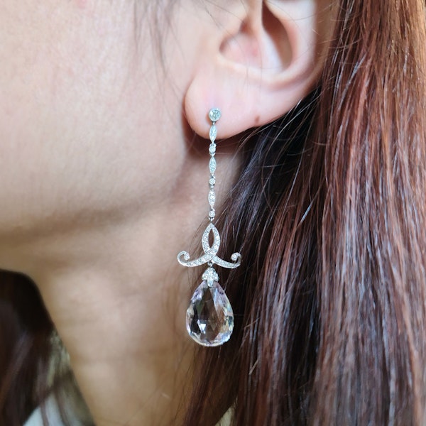 Morganite And Diamond Drop Earrings - image 4