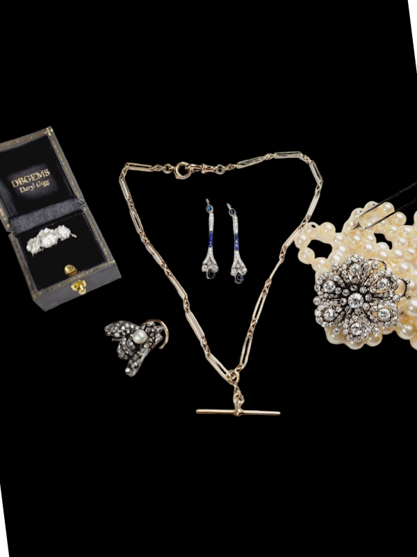 Art deco sapphire and diamond drop earrings SKU: 6280 DBGEMS - image 2