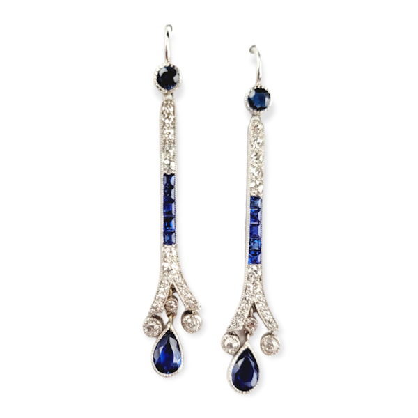 Art deco sapphire and diamond drop earrings SKU: 6280 DBGEMS - image 3