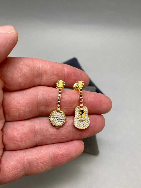 Ruby Diamond Earrings in 18ct Gold date circa 1970, SHAPIRO & Co since1979 - image 2
