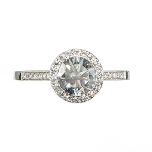 Modern Diamond and Platinum Halo Ring, 1.00 Carat