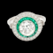 1.45ct old European cut diamond and emerald target ring SKU: 6316 DBGEMS - image 1