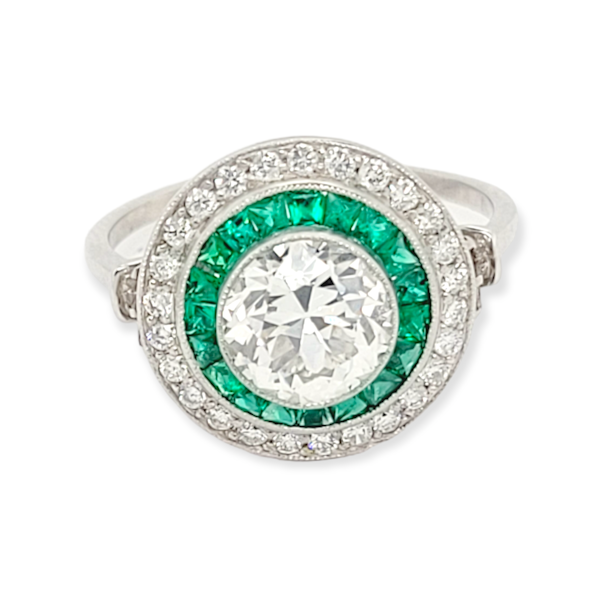 1.45ct old European cut diamond and emerald target ring SKU: 6316 DBGEMS - image 2