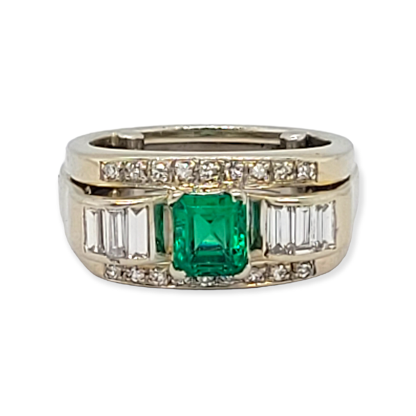 1940's Colombian emerald and diamond art deco ring SKU: 6318 DBGEMS - image 2