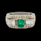 1940's Colombian emerald and diamond art deco ring SKU: 6318 DBGEMS - image 1
