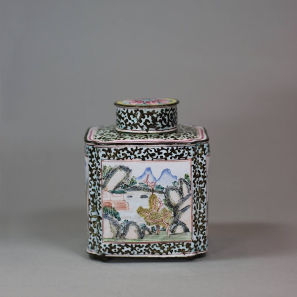 Chinese Canton enamel square-section tea canister and cover, Qianlong (1736-95) - image 1