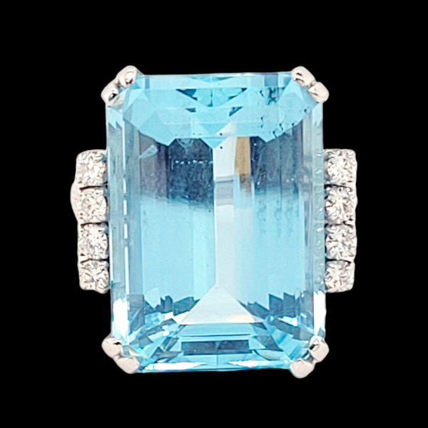 Art deco Aquamarine and diamond ring SKU: 6323 DBGEMS - image 1