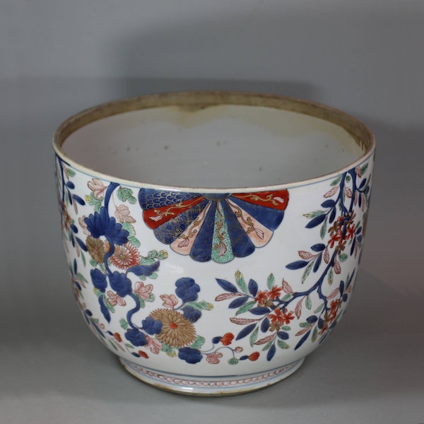 Large Chinese verte-imari 'fan pattern' bowl and associated cover, late Kangxi (1662-1722) - image 5