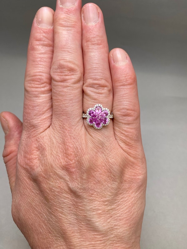 Pink Sapphire Diamond Ring in 18ct White Gold date circa 1980, SHAPIRO & Co since1979 - image 4