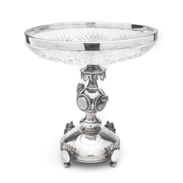 Russian Trompe Sliver and Glass Tazza, St Petersburg 1878 - image 2
