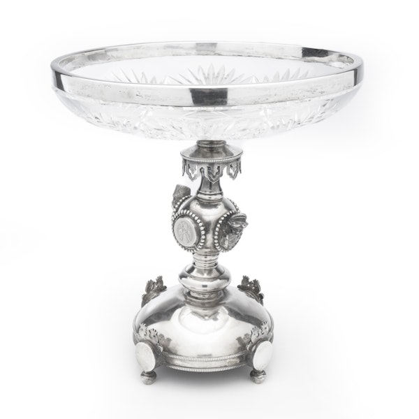 Russian Trompe Sliver and Glass Tazza, St Petersburg 1878 - image 3