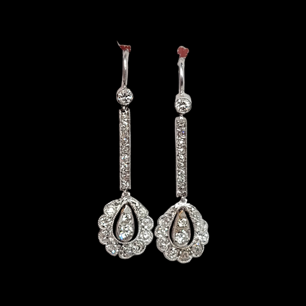 Art deco diamond drop earrings SKU: 6345 DBGEMS - image 1