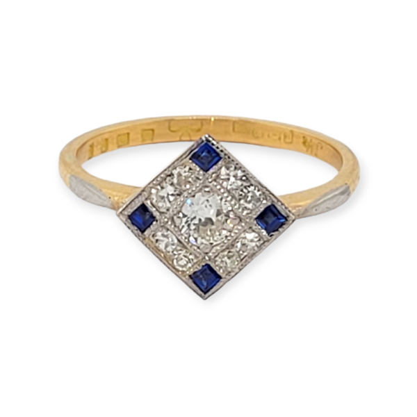 Art deco sapphire and diamond ring SKU: 6346 DBGEMS - image 2