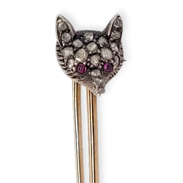 Antique diamond fox pin SKU: 6353 DBGEMS - image 1