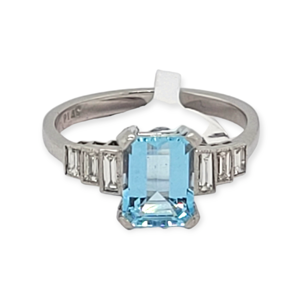 Aquamarine and baguette diamond ring SKU: 6360 DBGEMS - image 1