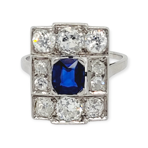 French Art deco sapphire and diamond panel ring SKU: 6340 DBGEMS - image 1