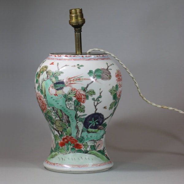 Chinese famille verte lamp base, Kangxi (1662-1722) - image 2