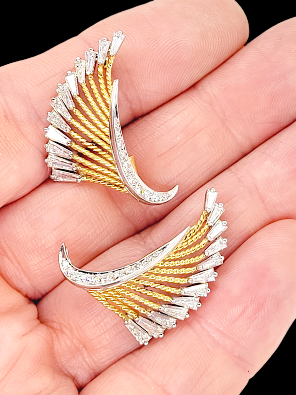 Pair of tapering baguette diamond ear clips SKU: 6381 DBGEMS - image 2