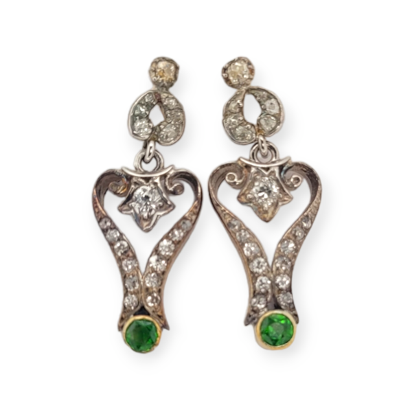 Art nouveau demantoid garnet and diamond earrings SKU: 6328 DBGEMS - image 2