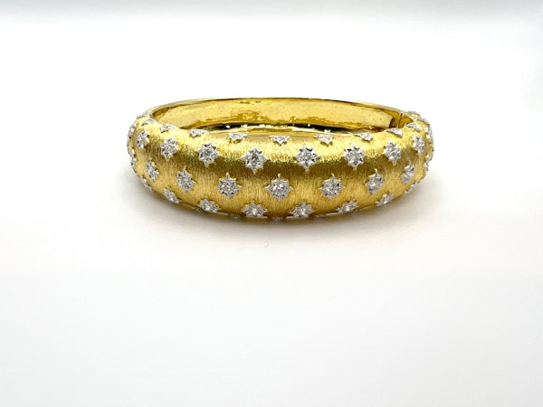 Beautiful & Unique Bangle In Yellow Gold With Diamonds SOLD - image 2