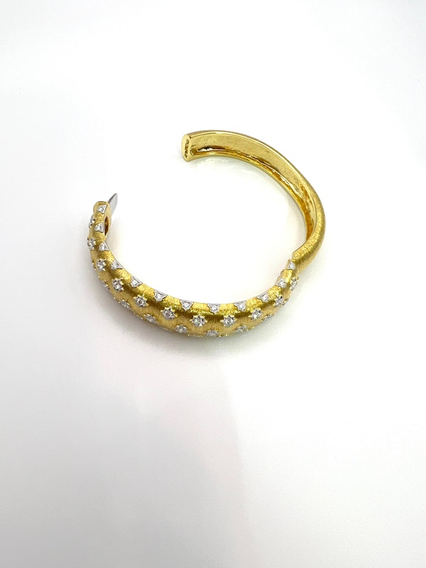 Beautiful & Unique Bangle In Yellow Gold With Diamonds SOLD - image 3
