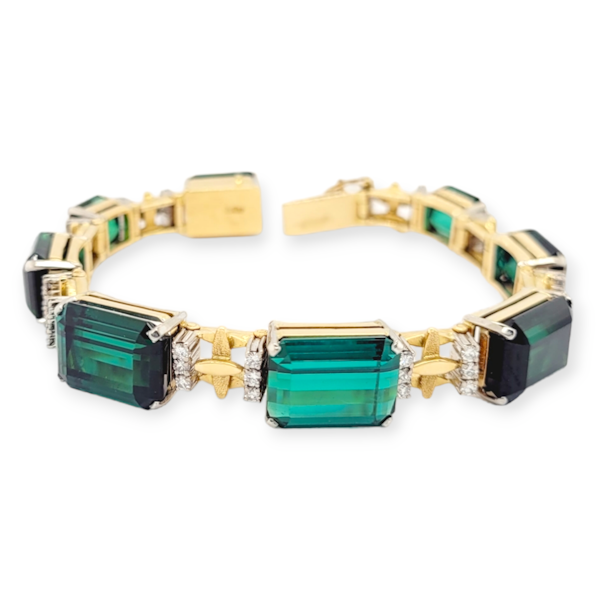 Fabulous green tourmaline and diamond bracelet SKU: 6385 DBGEMS - image 3