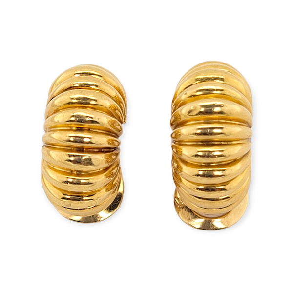 Cool stylish French 18ct gold hoop earrings SKU: 6397 DBGEMS - image 1