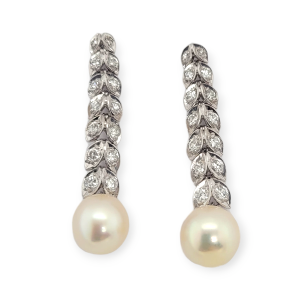 Pair of art deco pearl and diamond earrings SKU: 6400 DBGEMS - image 2