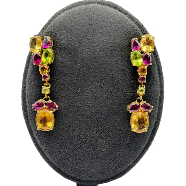 18K Yellow Gold Earring with Citrine Stones - image 1