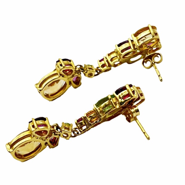 18K Yellow Gold Earring with Citrine Stones - image 3