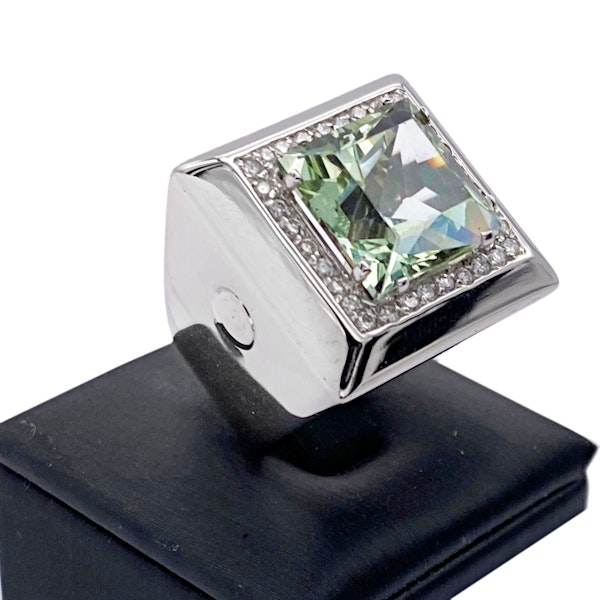 18K White Gold square ring with Citrine an Diamonds - image 1