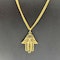 18K Yellow Gold chain necklace with Fatima's hand pendant - image 2
