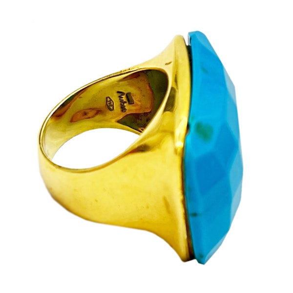 18K Yellow Gold Ring with Turquoise stone - image 2