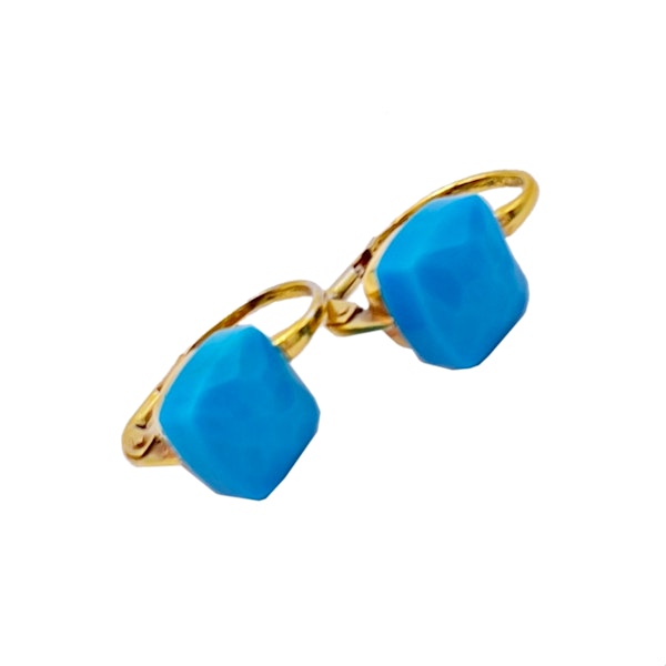 18K Yellow Gold Earring with Turquoise - image 2