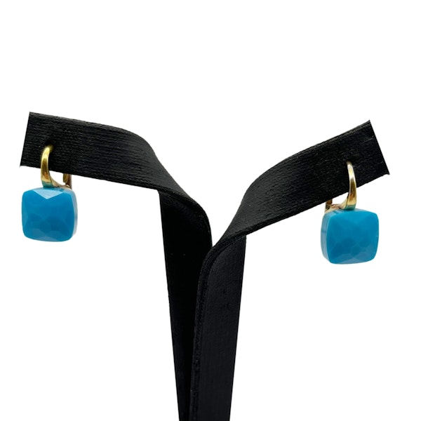 18K Yellow Gold Earring with Turquoise - image 1