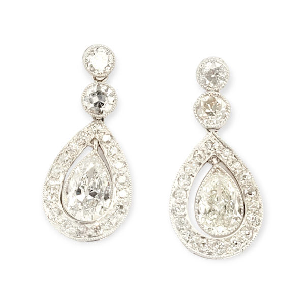 Edwardian pear shaped diamond drop earrings SKU: 6404 DBGEMS - image 1