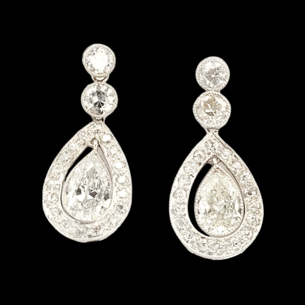 Edwardian pear shaped diamond drop earrings SKU: 6404 DBGEMS - image 2