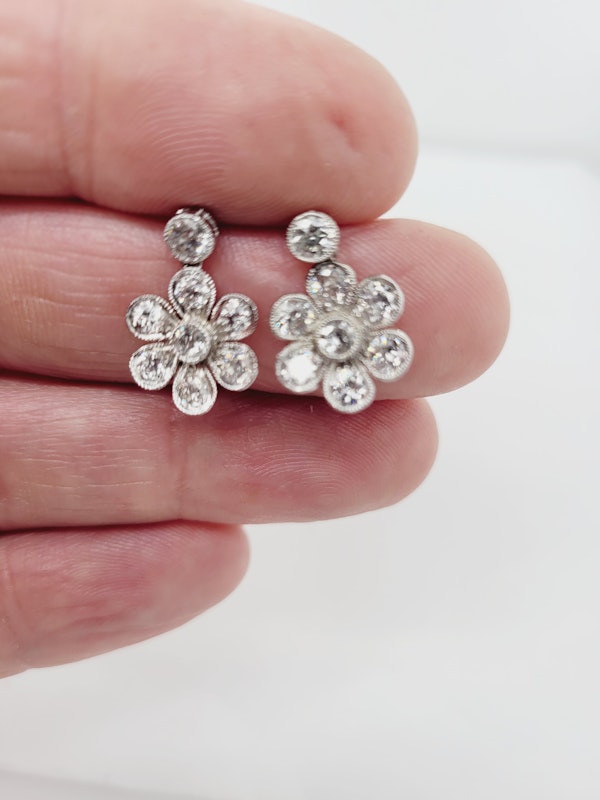 Antique diamond daisy drop earrings SKU: 6405 DBGEMS - image 2