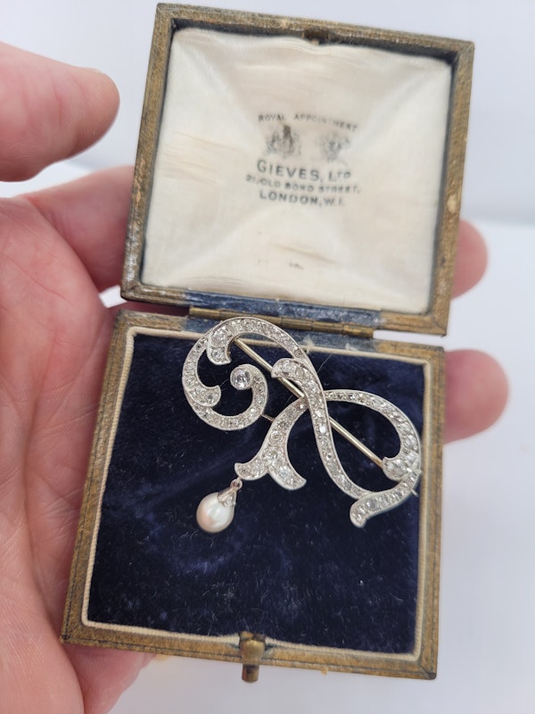 Edwardian diamond and pearl pin SKU: 6408 DBGEMS - image 4