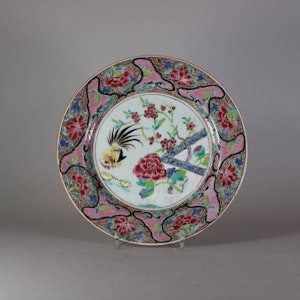 Chinese famille rose cockerel plate, Yongzheng (1723-35)