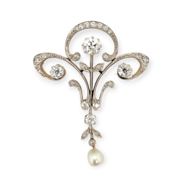 Art nouveau diamond and pearl brooch/pendant SKU: 6417 DBGEMS - image 3