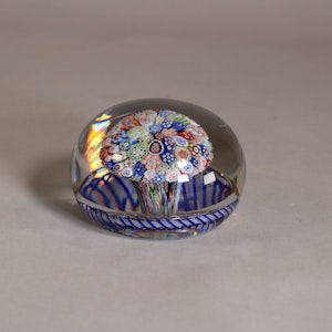 Baccarat close-packed millefiori mushroom glass paperweight, c.1850