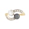 A Diamond Black Pearl Crossover Ring - image 2