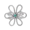 18K White Gold Ring flower shaped with Diamonds and Emerald - image 2