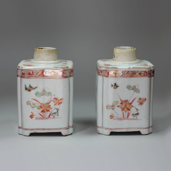 Pair of Chinese famille verte square tea caddies, Kangxi (1662-1722) - image 3