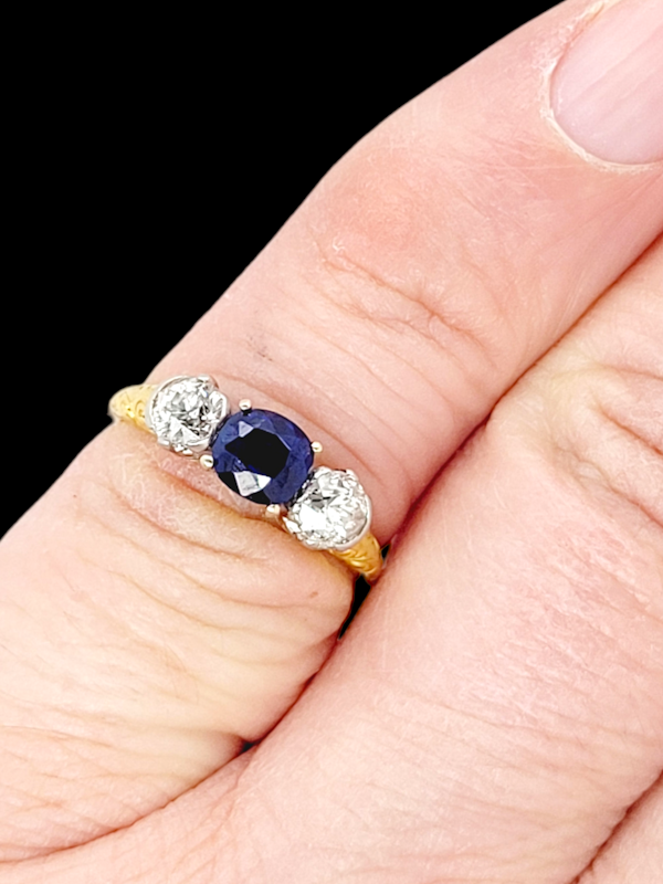 Antique sapphire and diamond engagement ring SKU: 6456 DBGEMS - image 2