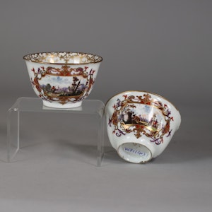 Pair of Meissen teabowls, c.1722