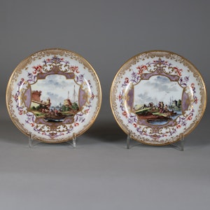 Pair of Meissen saucers, c.1735