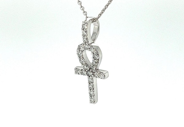 Beautiful Ankh Diamond Cross Pendant In White Gold - image 2