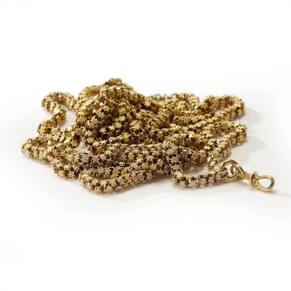 Antique Maltese Gran Spinat 18ct Gold Stars Link Long Chain, Circa 1830 - image 7